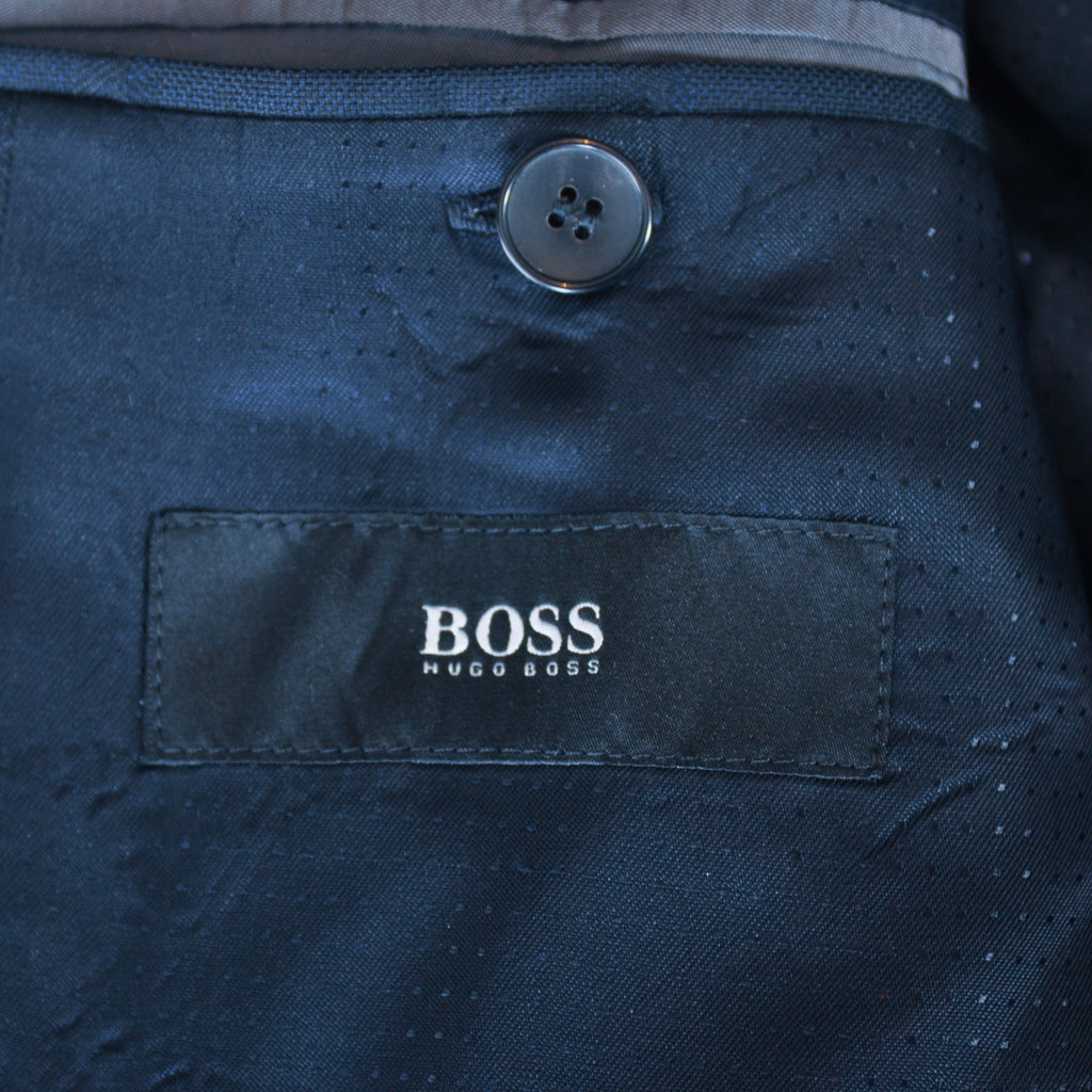 Hugo Boss Deep Navy Blue Check Rod Blazer