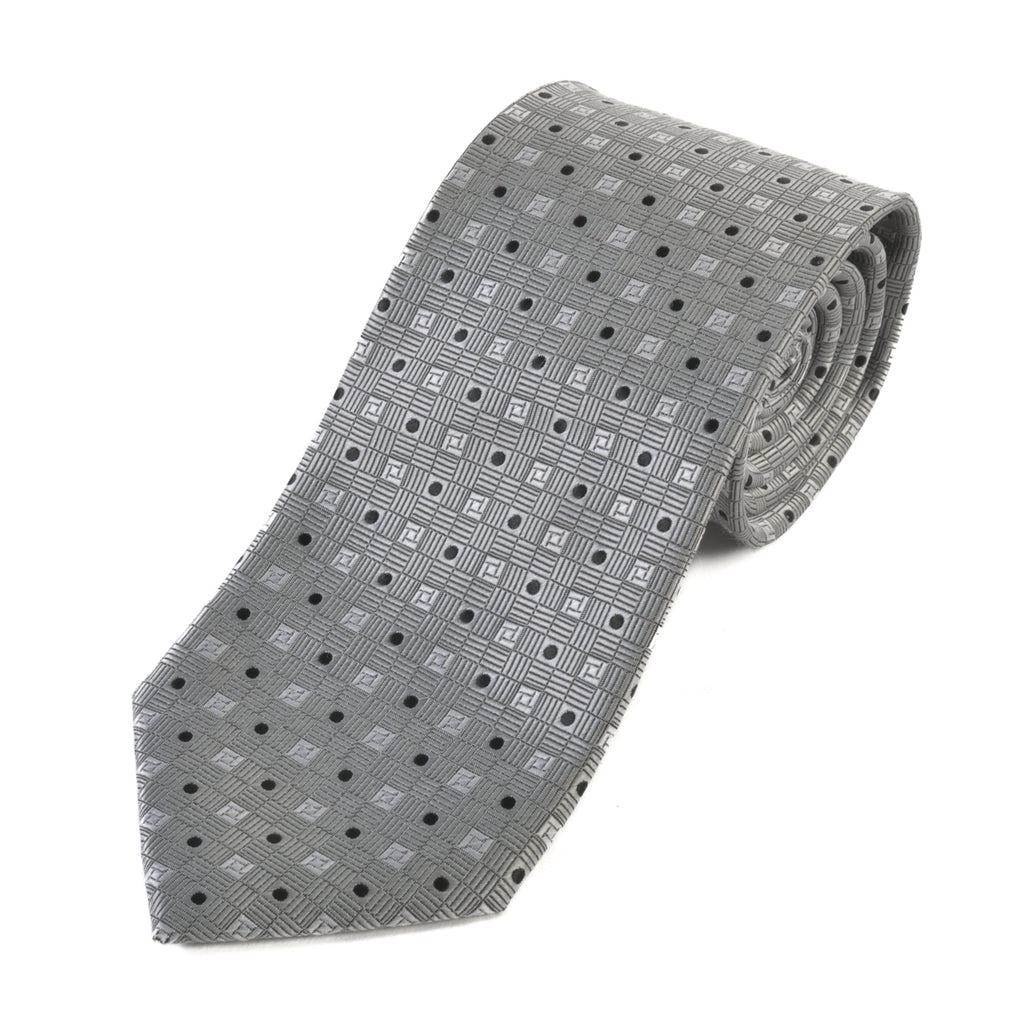 Pancaldi Silver Geometric Tie