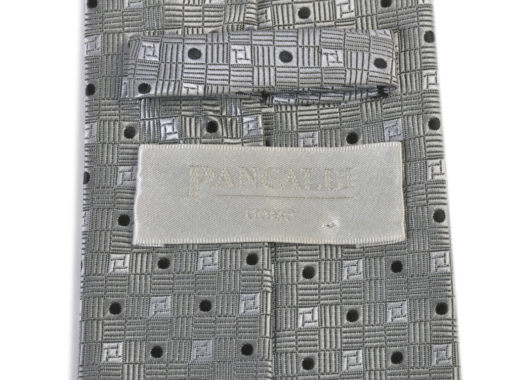 Pancaldi Silver Geometric Tie