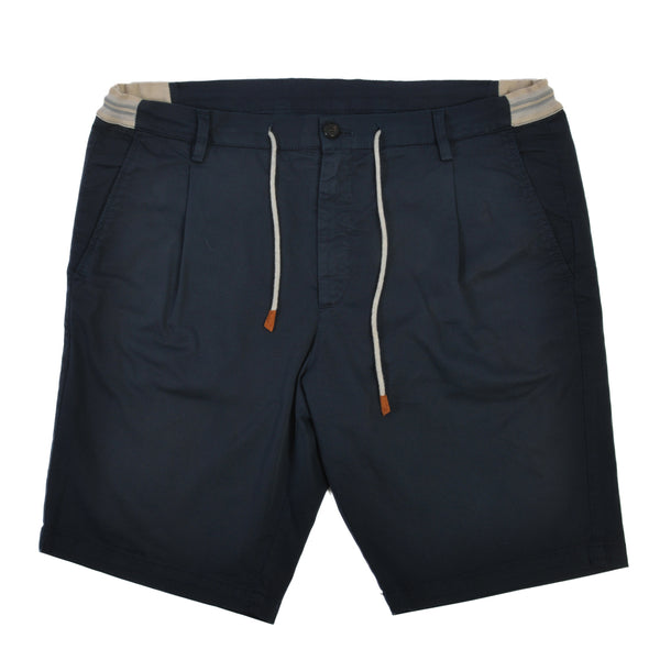 Eleventy Navy Blue Pleated Shorts
