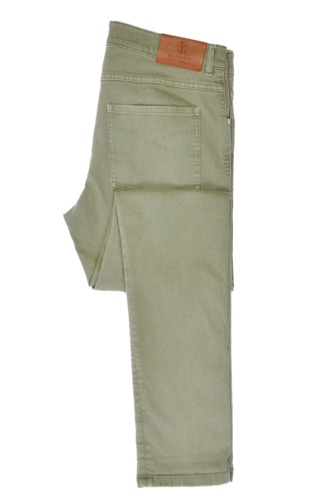Brunello Cucinelli Sage Green Skinny Fit Jeans