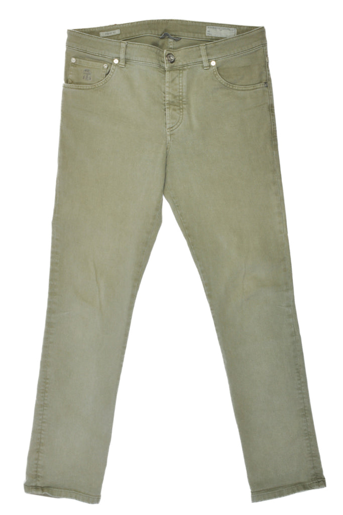 Brunello Cucinelli Sage Green Skinny Fit Jeans