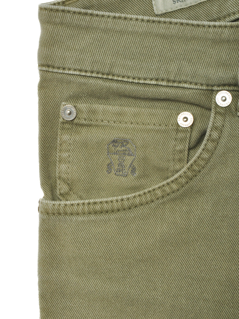 Brunello Cucinelli Sage Green Skinny Fit Jeans