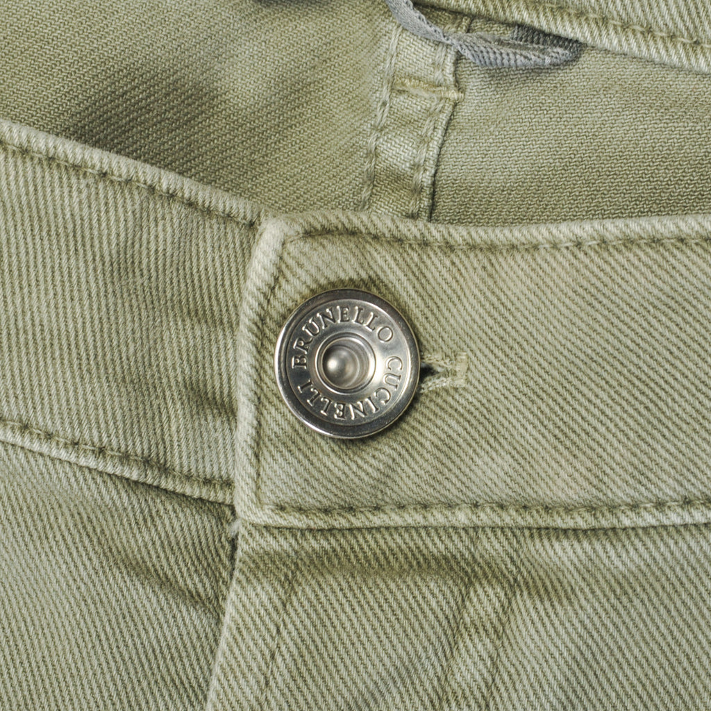 Brunello Cucinelli Sage Green Skinny Fit Jeans