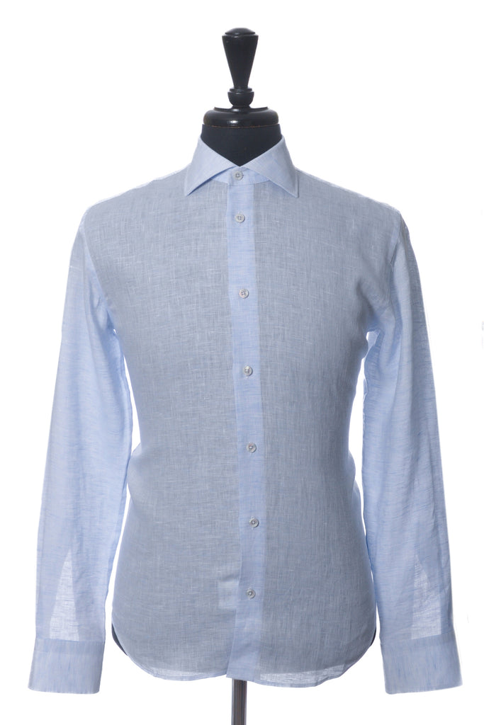 Maurizio Baldassari Blue Linen Shirt