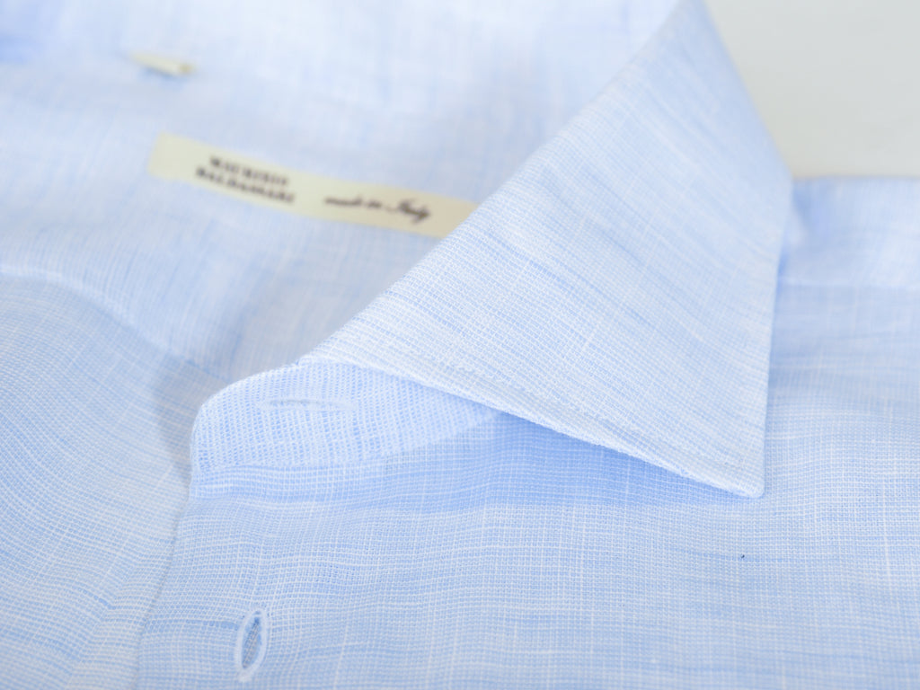 Maurizio Baldassari Blue Linen Shirt