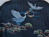 Tori Richard Vintage Black Silk Japanese Crane Emboidered Shirt