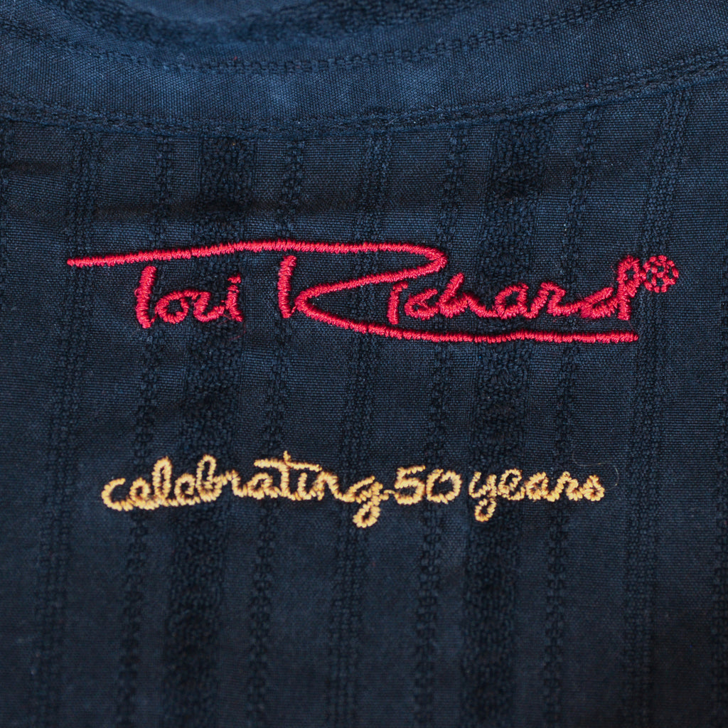 Tori Richard Vintage Black Silk Japanese Crane Emboidered Shirt