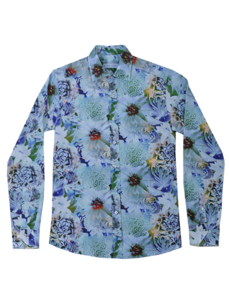 Etro Blue Floral Print Shirt
