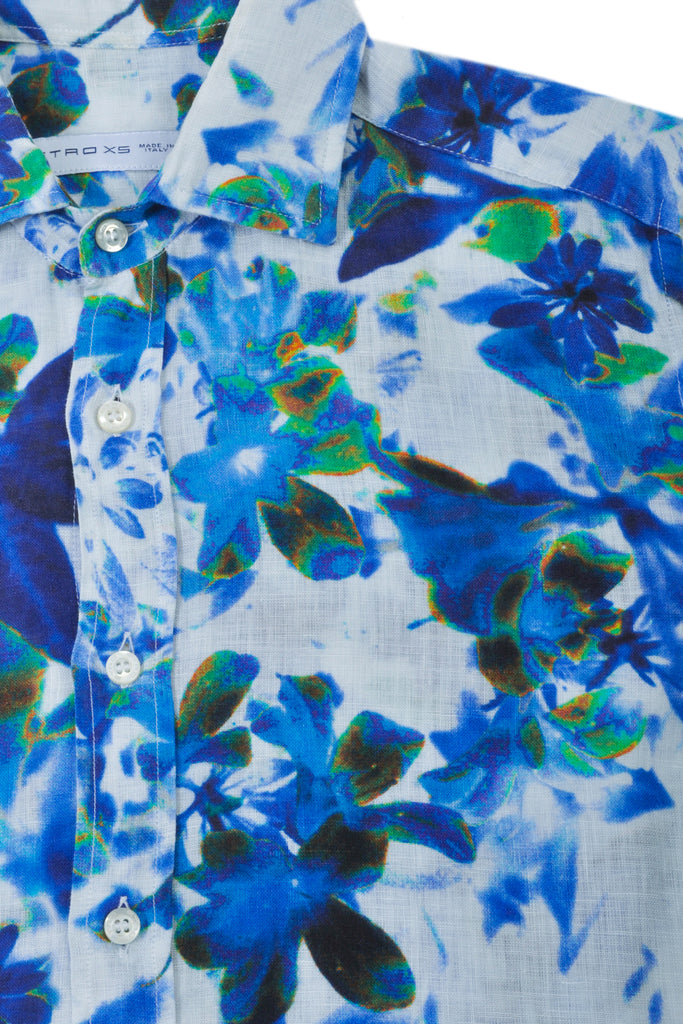 Etro Blue Floral Print Shirt