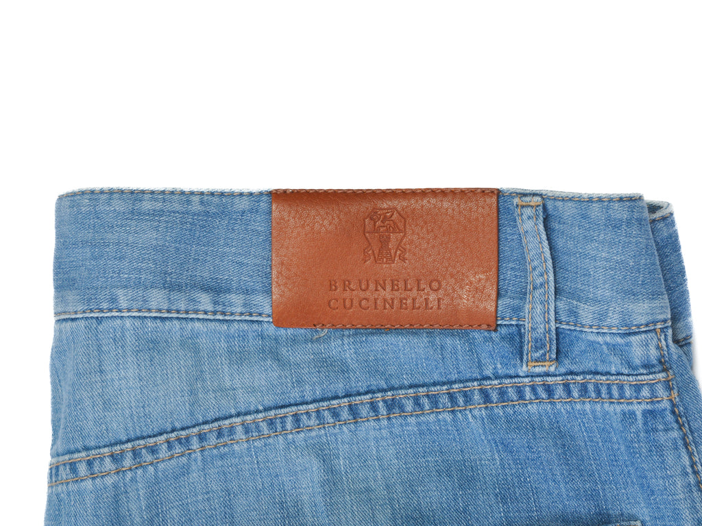 Brunello Cucinelli Light Blue Distressed Leisure Fit Jeans