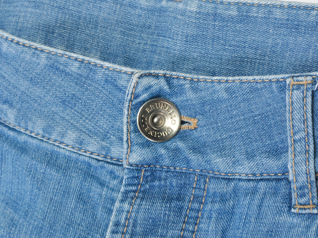 Brunello Cucinelli Light Blue Distressed Leisure Fit Jeans