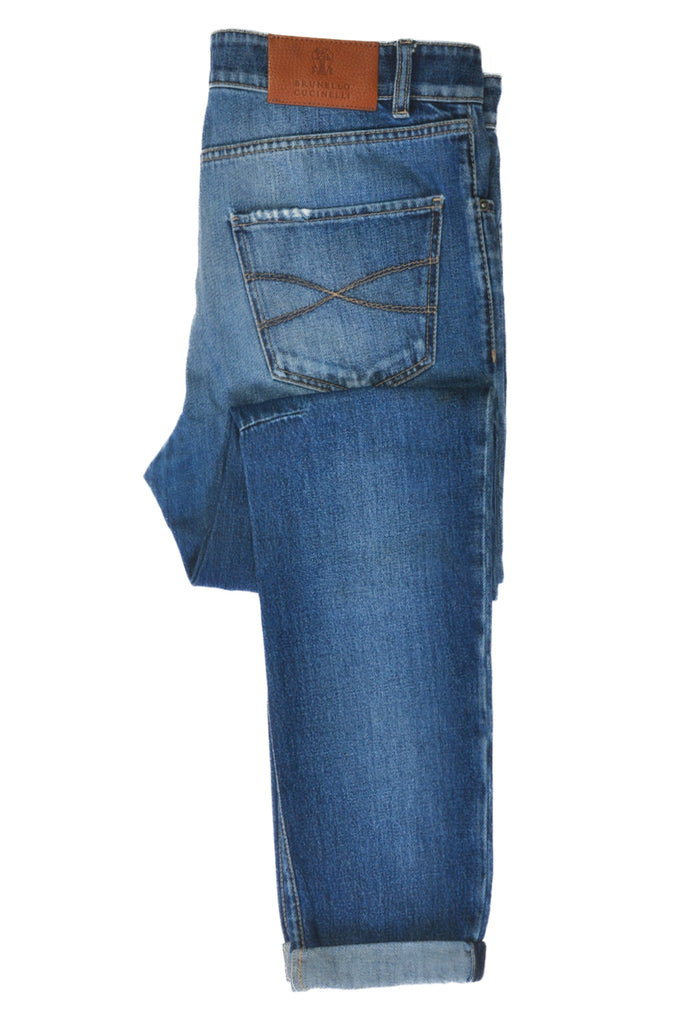 Brunello Cucinelli Distressed Leisure Fit Cuffed Jeans