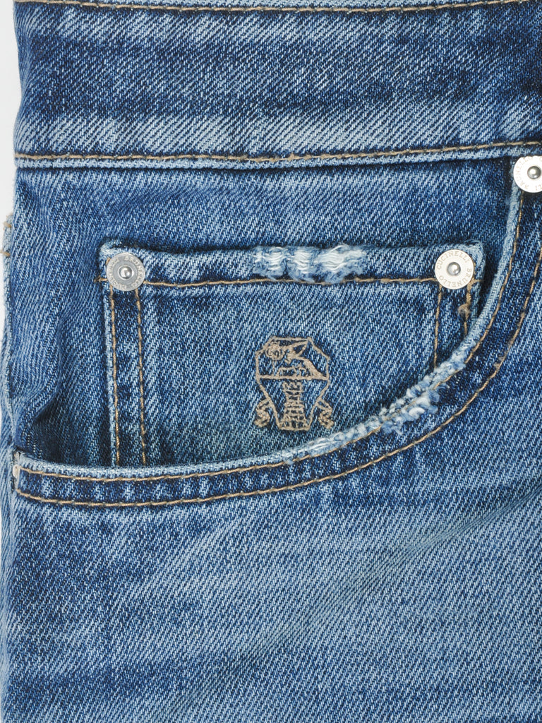 Brunello Cucinelli Distressed Leisure Fit Cuffed Jeans