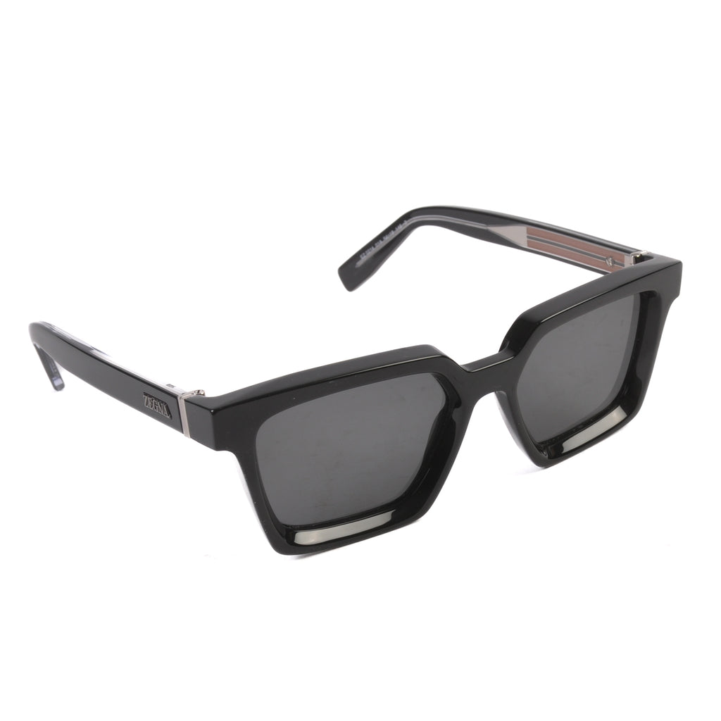 Zegna Black Square Framed Sunglasses