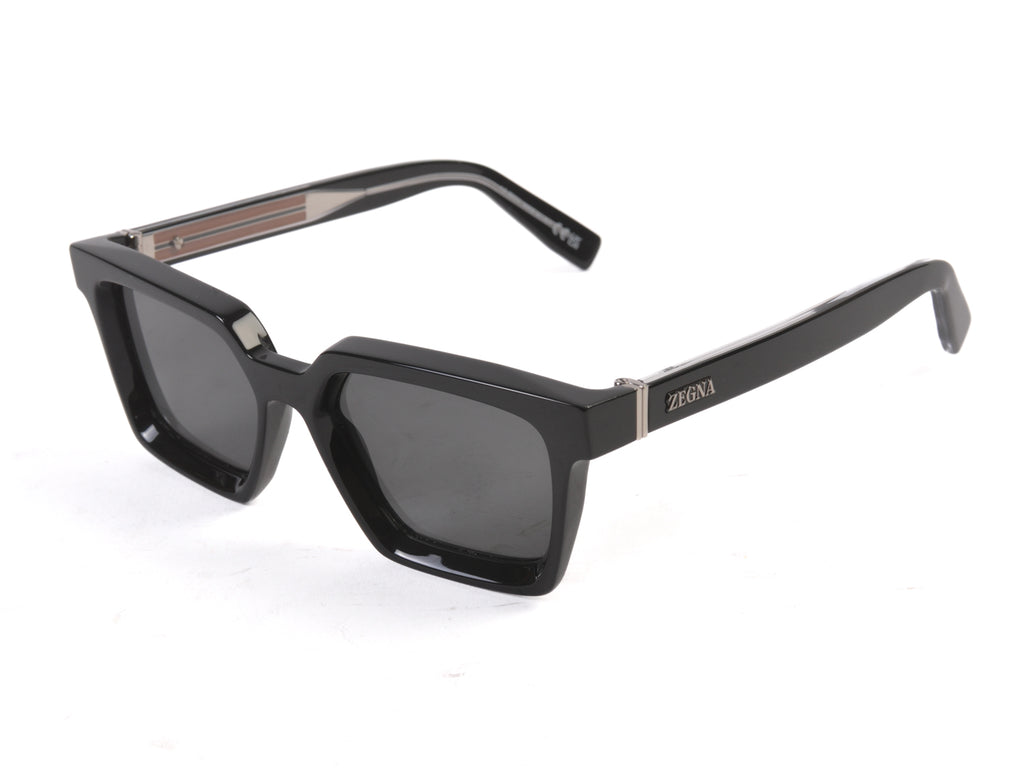 Zegna Black Square Framed Sunglasses