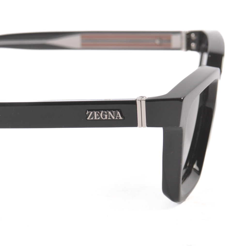 Zegna Black Square Framed Sunglasses