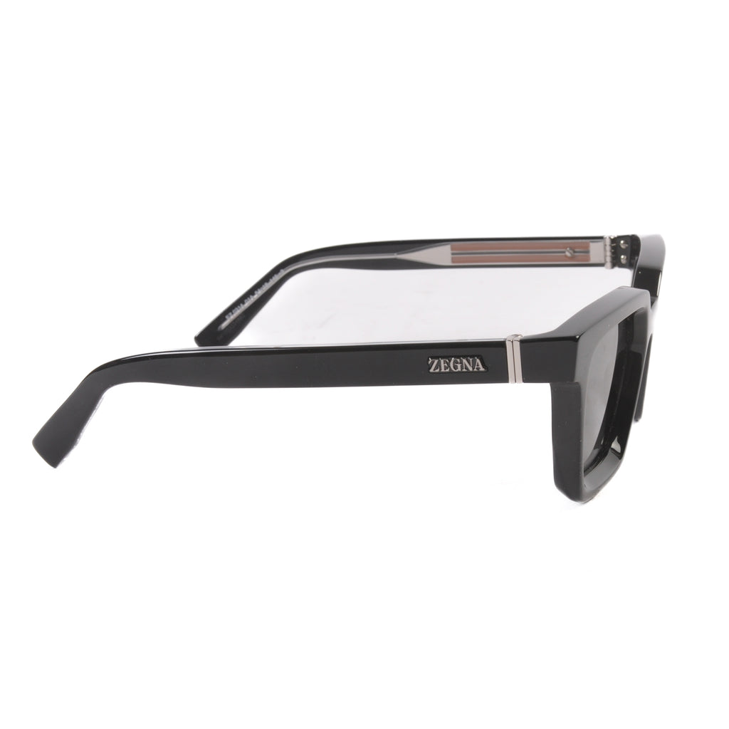 Zegna Black Square Framed Sunglasses