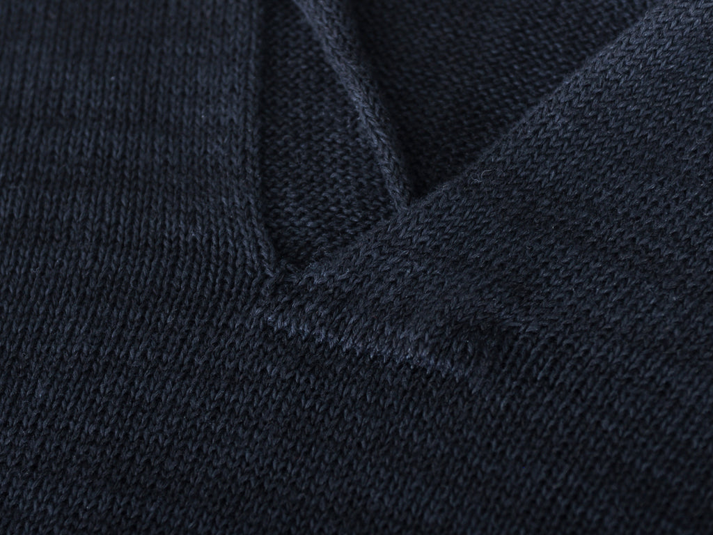 Inis Meain Navy Blue Knit Linen Polo