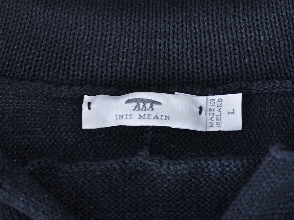 Inis Meain Navy Blue Knit Linen Polo