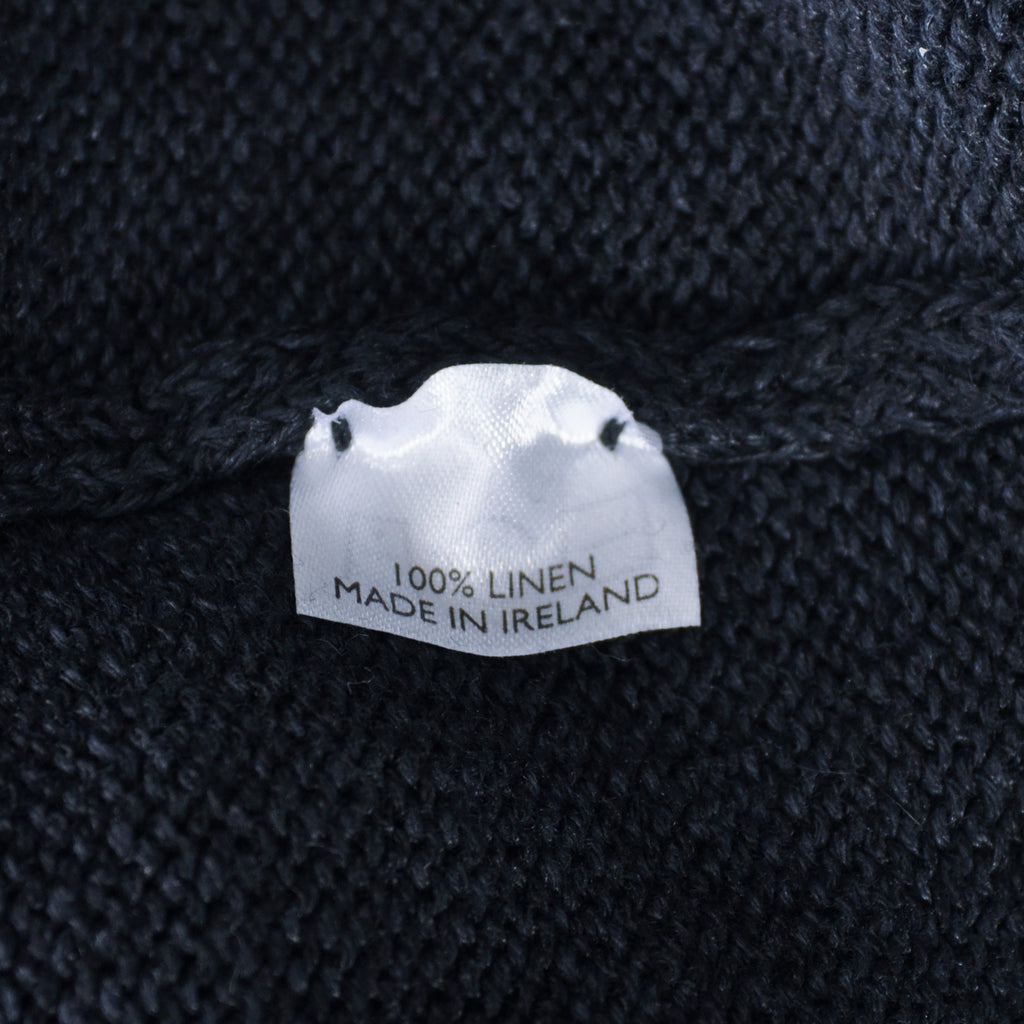 Inis Meain Navy Blue Knit Linen Polo