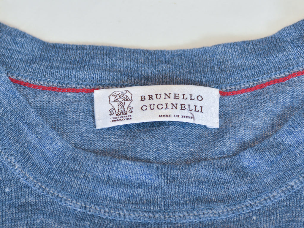 Brunello Cucinelli Slate Blue Knit T-Shirt