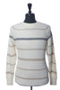 Brunello Cucinelli Off-White Striped Ribbed Crew Neck Sweater