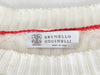 Brunello Cucinelli Off-White Striped Ribbed Crew Neck Sweater