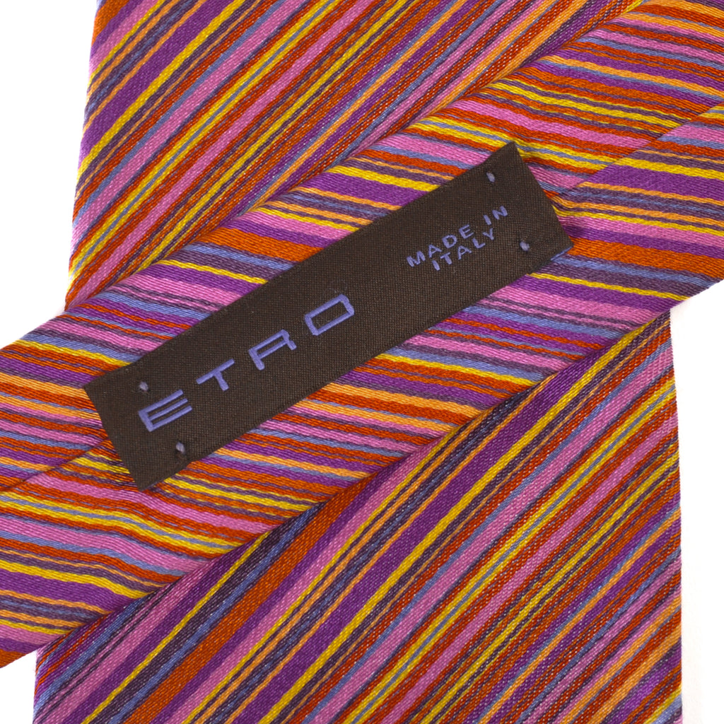 Etro Pink Striped Silk Tie