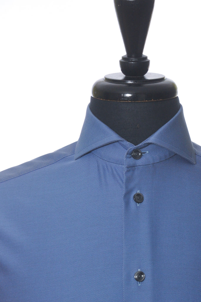 Eton Blue Slim Fit Textured Twill Shirt