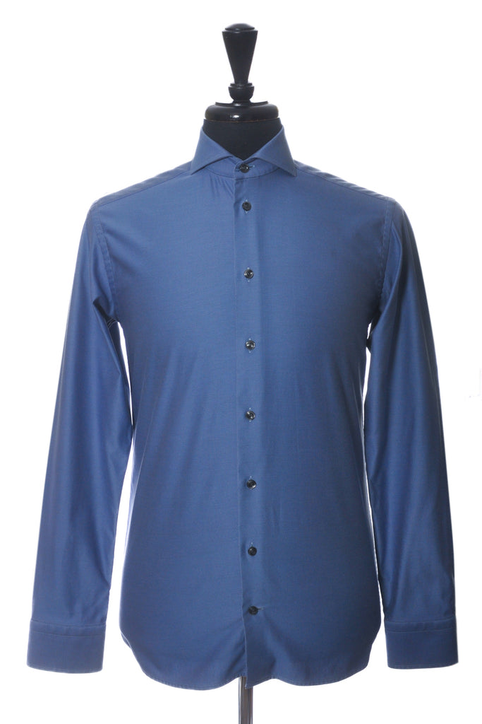 Eton Blue Slim Fit Textured Twill Shirt