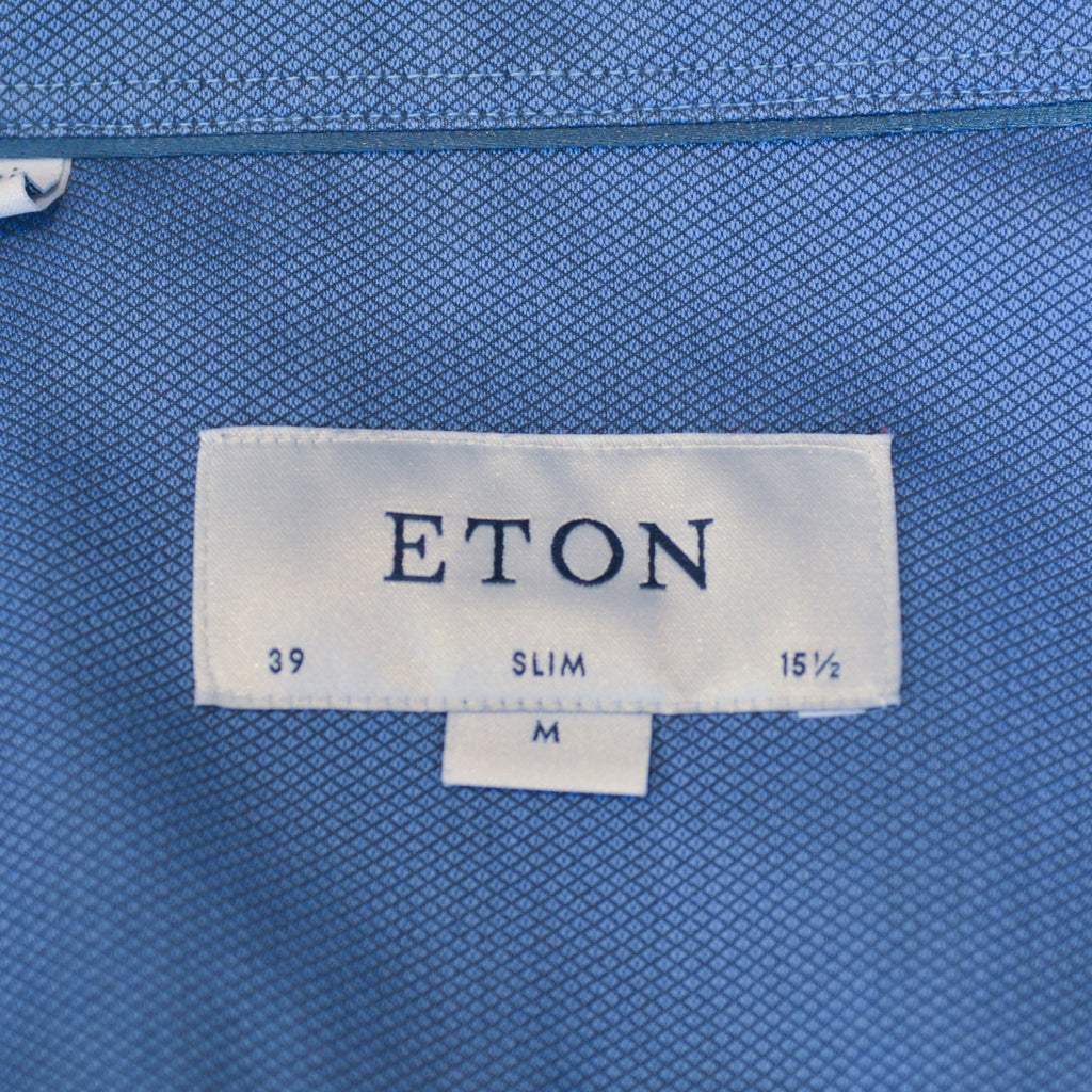 Eton Blue Slim Fit Textured Twill Shirt