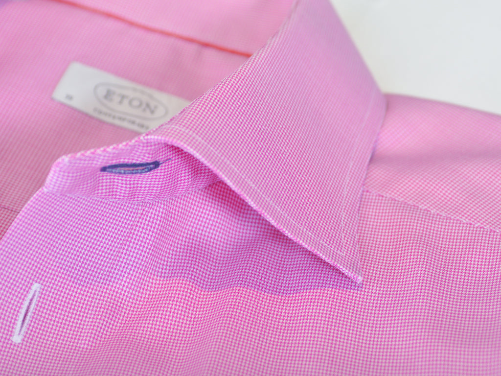 Eton Pink Puppytooth Contemporary Fit Shirt