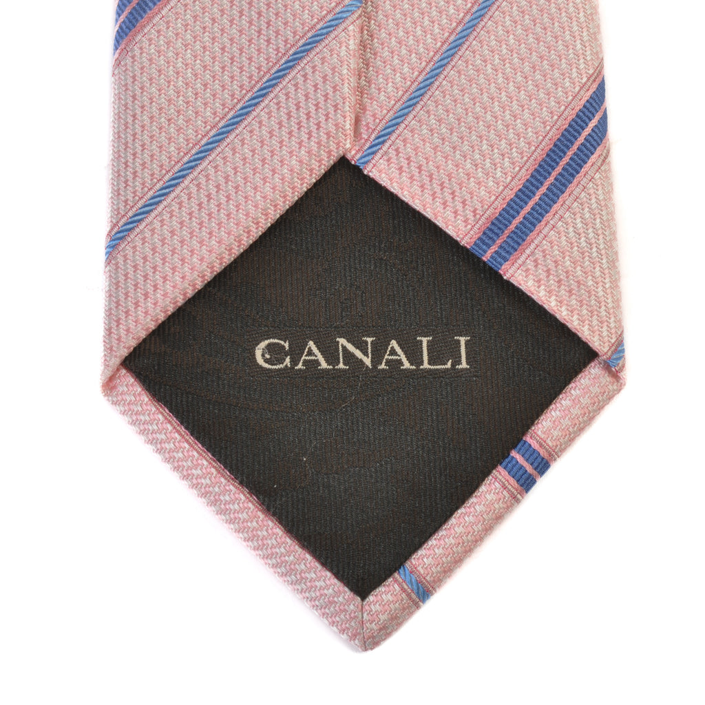 Canali Pink on Blue Striped Tie