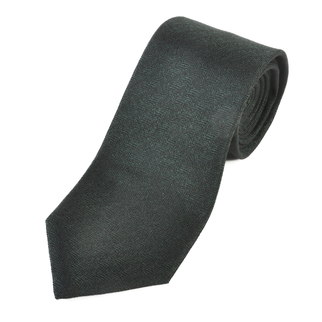 Isaia Green Herringbone 7-Fold Tie