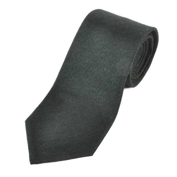 Isaia Green Herringbone 7-Fold Tie