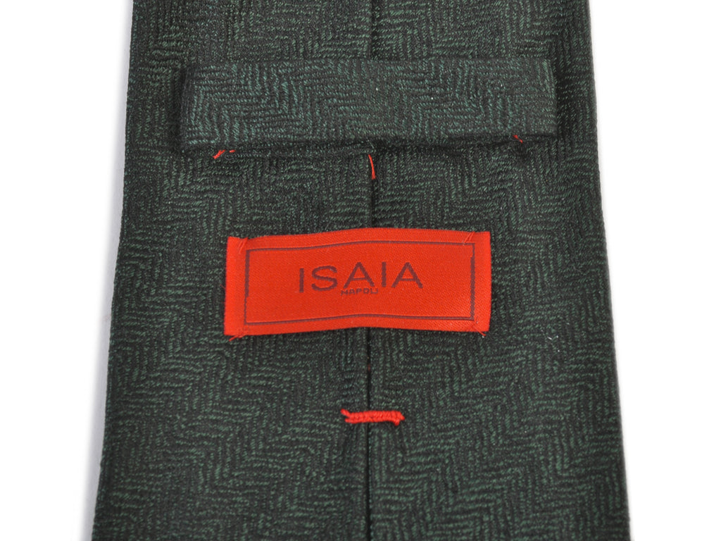 Isaia Green Herringbone 7-Fold Tie