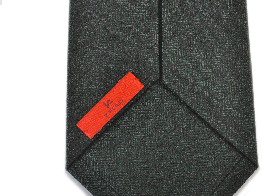 Isaia Green Herringbone 7-Fold Tie