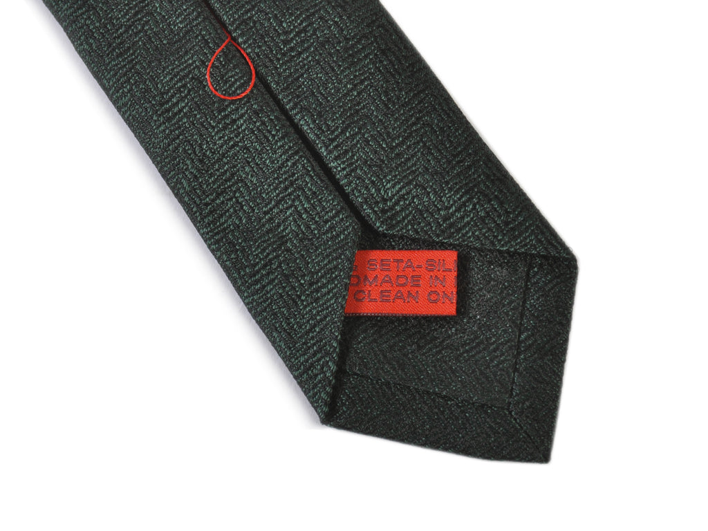 Isaia Green Herringbone 7-Fold Tie