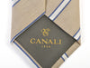 Canali 1934 White on Sand Brown Striped Linen Blend Tie