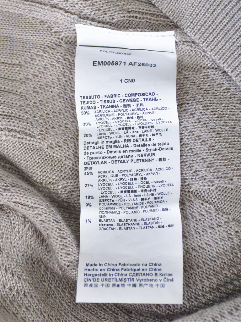 Emporio Armani Light Brown Cable Knit Crew Neck Sweater
