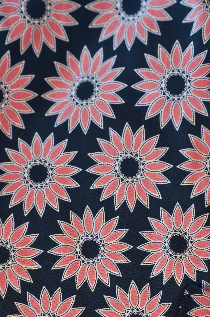Ted Baker Pink on Navy Blue Floral Short Sleeve Shirt