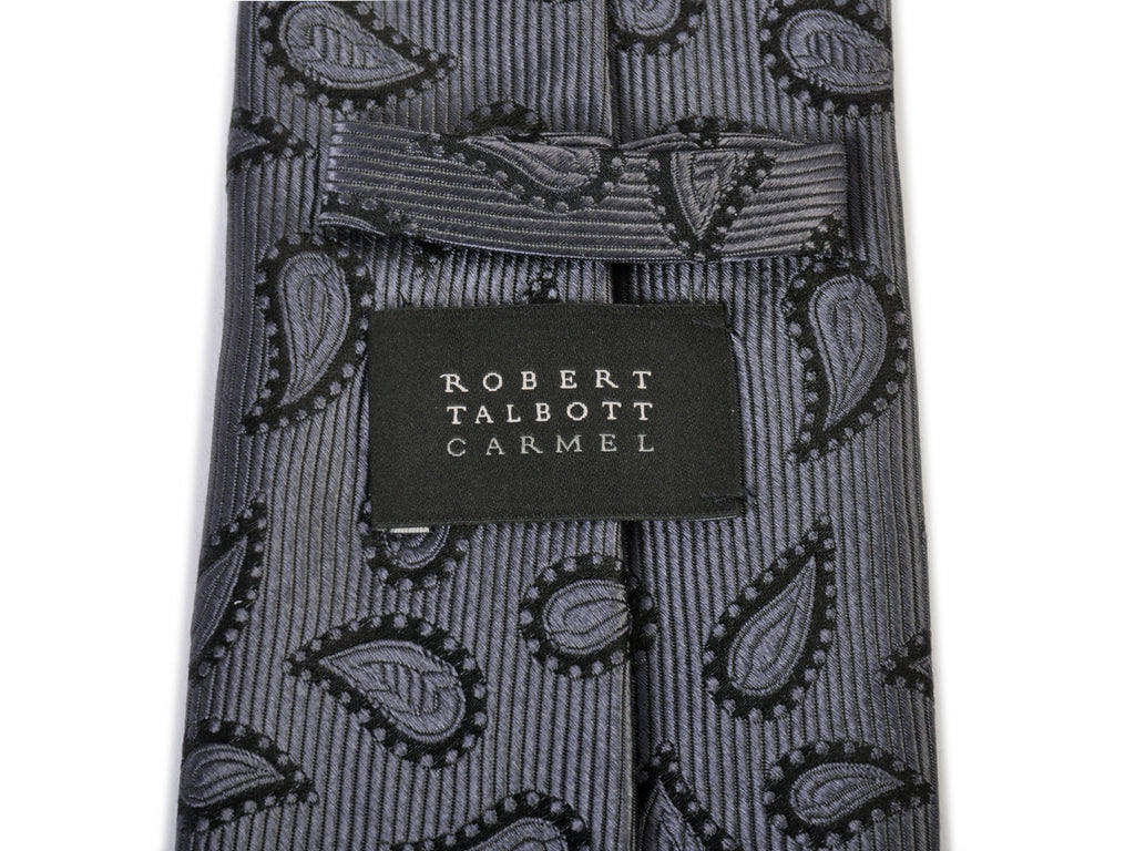 Robert Talbott Pewter Grey Paisley Hand Sewn Tie