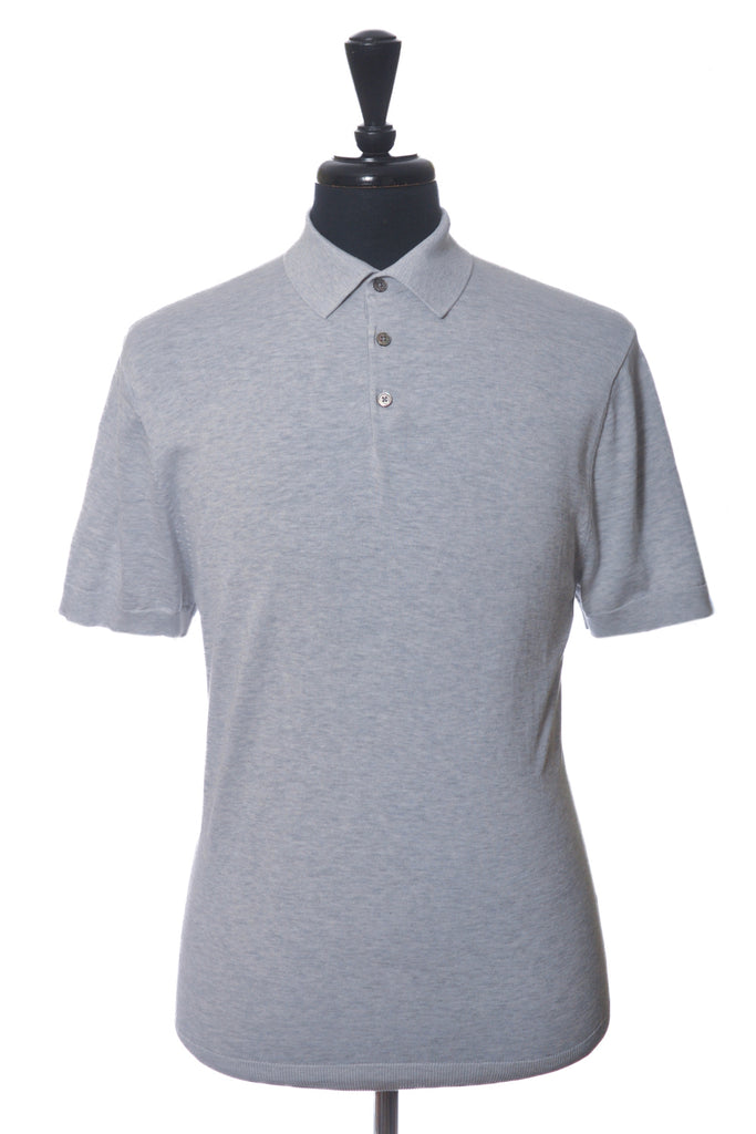SuitSupply Grey Cotton Silk Polo Shirt
