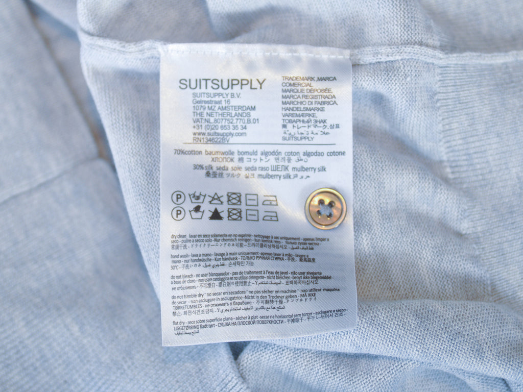 SuitSupply Grey Cotton Silk Polo Shirt