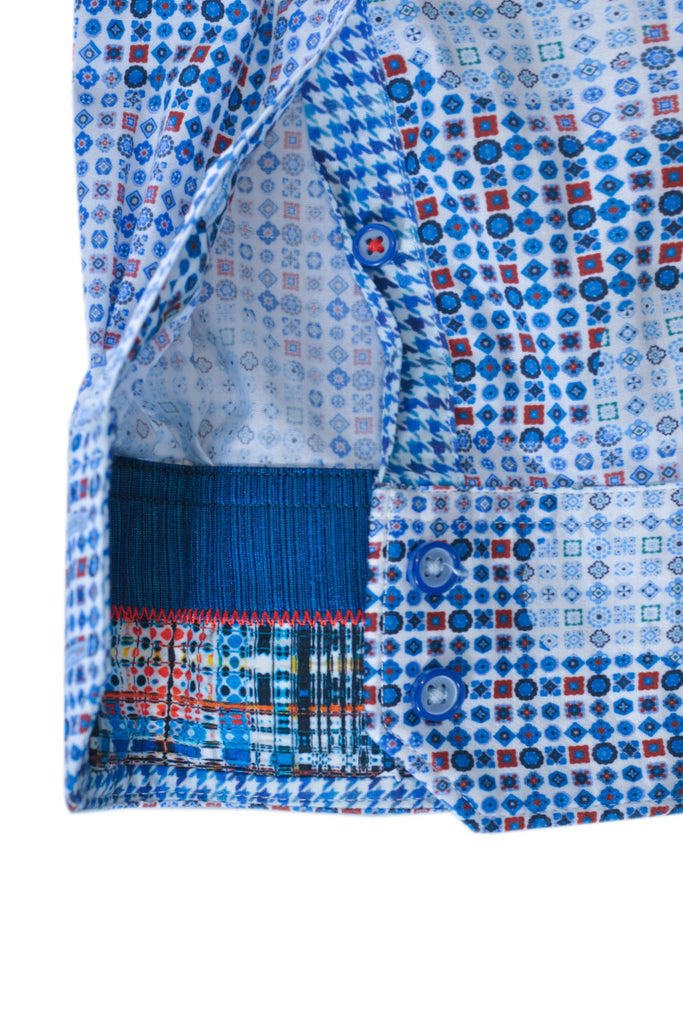 Robert Graham Blue Geo Print Classic Fit Shirt