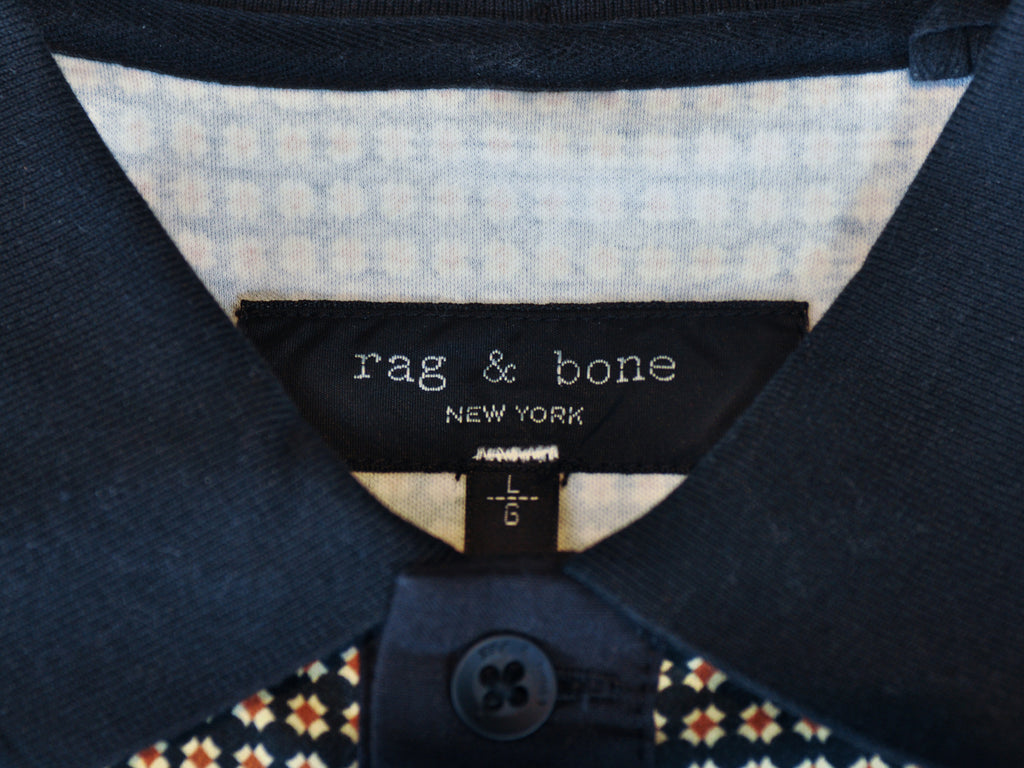 Rag & Bone Golden Yellow Print Polo Shirt