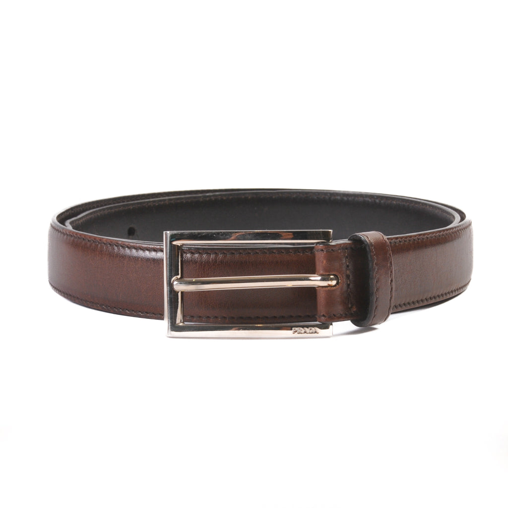 Prada Dark Brown Skinny Belt