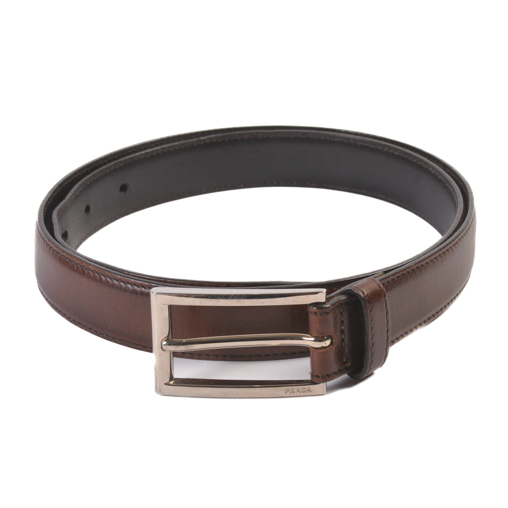 Prada Dark Brown Skinny Belt