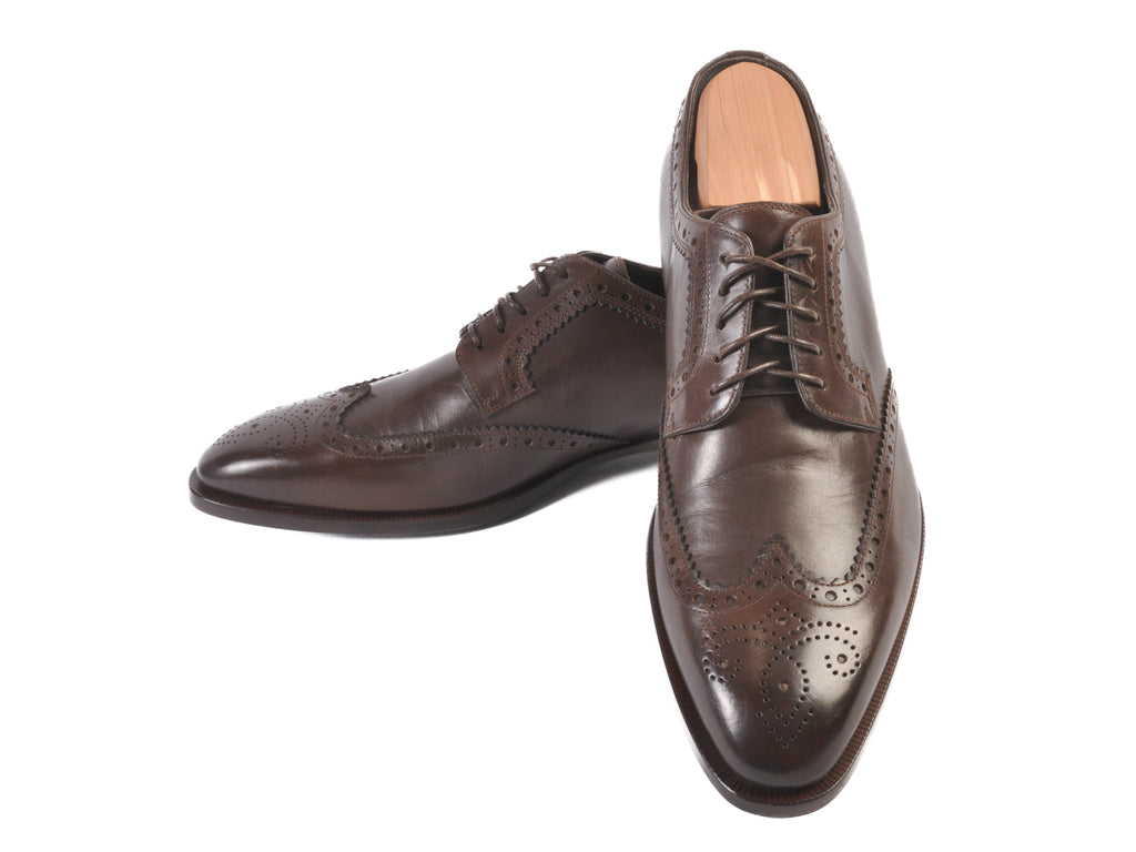 Dunhill Dark Brown Leather Wing Tip Shoes